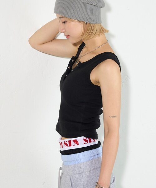 WHO'S WHO gallery（フーズフーギャラリー）の「リングドットタンクトップ（タンクトップ・レディース・ブラック/グレー/ネイビー/ホワイト・FREE）」の16枚目の写真
