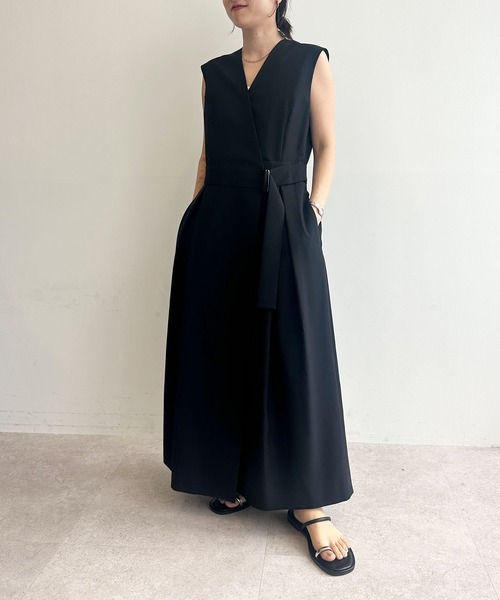 ELENDEEK エレンディーク 異素材MIX タックボリュームF&Fワンピース