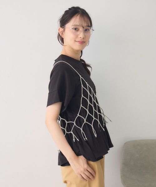 RETRO GIRL(レトロガール)の「ペプラムゆるTEE(Tシャツ/カットソー・レディース・オフホワイト/ブラック/グリーン・FREE)」の5枚目の写真