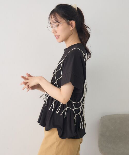 RETRO GIRL(レトロガール)の「ペプラムゆるTEE(Tシャツ/カットソー・レディース・オフホワイト/ブラック/グリーン・FREE)」の6枚目の写真