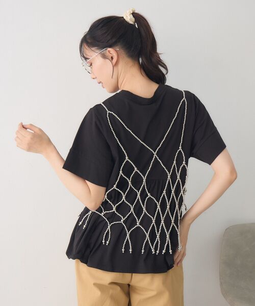 RETRO GIRL(レトロガール)の「ペプラムゆるTEE(Tシャツ/カットソー・レディース・オフホワイト/ブラック/グリーン・FREE)」の7枚目の写真