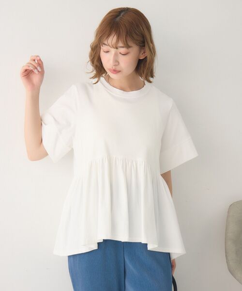 RETRO GIRL(レトロガール)の「ペプラムゆるTEE(Tシャツ/カットソー・レディース・オフホワイト/ブラック/グリーン・FREE)」の13枚目の写真