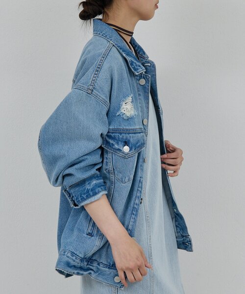 GALLARDAGALANTE（ガリャルダガランテ）の「【PEAS】オーバーGジャン（デニムジャケット・レディース・ブルー系その他/ネイビー・FREE）」の19枚目の写真