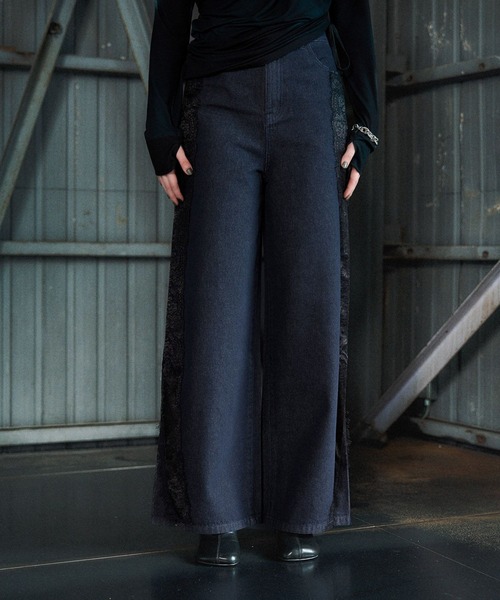 【新品タグ付】HARE EDGY MODE レースキリカエデニムパンツ ブラック 楽天市場】レースキリカエデニムパンツ HARE ハレ パンツ