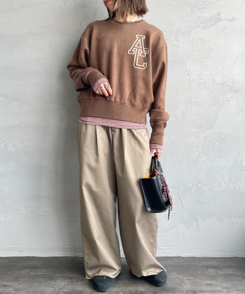 AMERICANA（アメリカーナ）の「【FUDGE 11月号掲載】[Americana/アメリカーナ] 別注 ショート丈 バックロゴ スウェットライク クルーネックニット（ニット/セーター・レディース・ブラウン/グレー/ブラック/ワイン・ONE SIZE）」の11枚目の写真