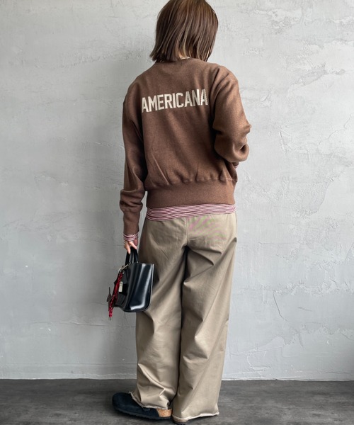 AMERICANA（アメリカーナ）の「【FUDGE 11月号掲載】[Americana/アメリカーナ] 別注 ショート丈 バックロゴ スウェットライク クルーネックニット（ニット/セーター・レディース・ブラウン/グレー/ブラック/ワイン・ONE SIZE）」の12枚目の写真