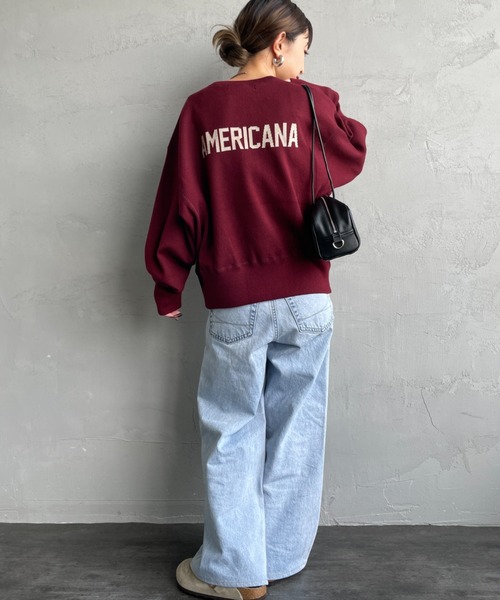 AMERICANA（アメリカーナ）の「【FUDGE 11月号掲載】[Americana/アメリカーナ] 別注 ショート丈 バックロゴ スウェットライク クルーネックニット（ニット/セーター・レディース・ブラウン/グレー/ブラック/ワイン・ONE SIZE）」の14枚目の写真