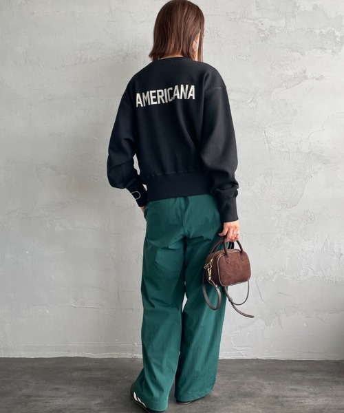 AMERICANA（アメリカーナ）の「【FUDGE 11月号掲載】[Americana/アメリカーナ] 別注 ショート丈 バックロゴ スウェットライク クルーネックニット（ニット/セーター・レディース・ブラウン/グレー/ブラック/ワイン・ONE SIZE）」の8枚目の写真