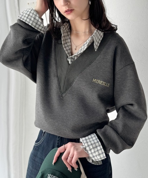 セール】抜け感と上品さを両立。深めのネックで小顔見え♪ 胸刺繍V セール】抜け感と上品さを両立。深めのネックで小顔見え♪ 胸刺繍V