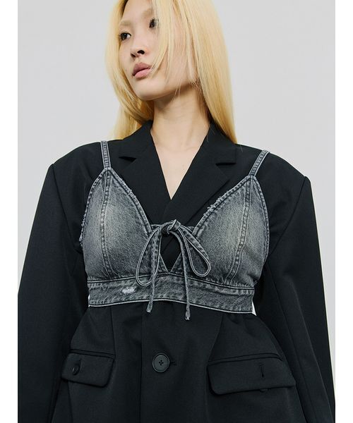 SORIN リボン ビスチェ DGRY セール】Ribbon Denim Bustier/リボンデニムビスチェ（ベスト）｜SORIN