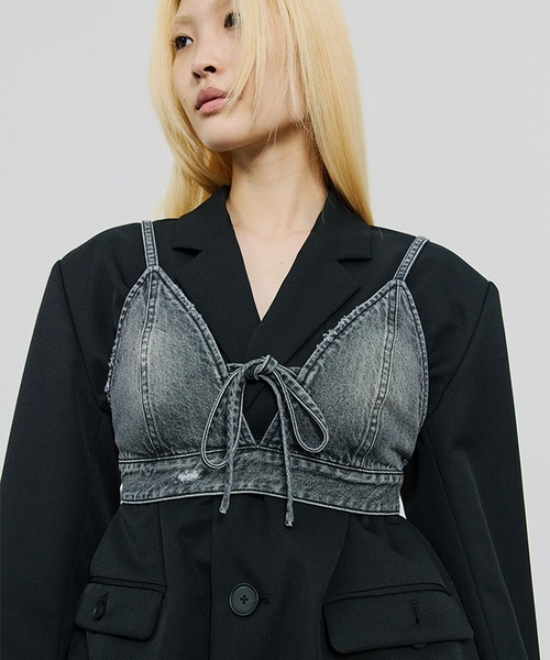 セール】Ribbon Denim Bustier/リボンデニムビスチェ（ベスト）｜SORIN