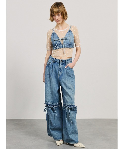 セール】Ribbon Denim Bustier/リボンデニムビスチェ（ベスト）｜SORIN