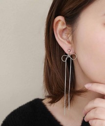 saran jewelry/ロング リボンチェーン イヤリング