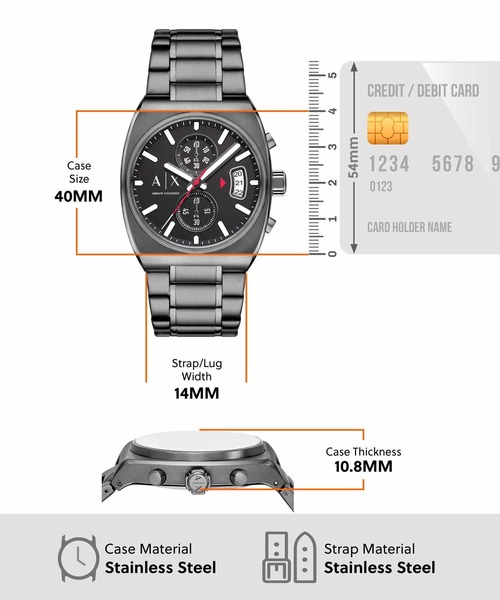 ARMANI EXCHANGE(アルマーニエクスチェンジ)の「アルマーニ・エクスチェンジ 腕時計 メンズ アナログ ステンレス AX2823(アナログ腕時計・メンズ・チャコールグレー・FREE)」の5枚目の写真
