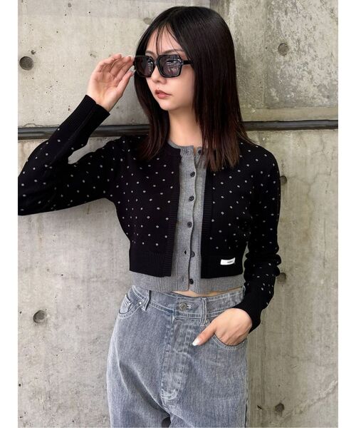 ドットクロップドカーディガン（ニット/セーター）｜MURUA（ムルーア