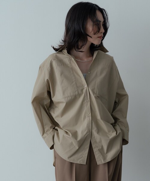 GALLEST（ギャレスト）の「Timeless｜ビッグポケットフォルムシャツ（シャツ/ブラウス・レディース・ブルー系7/チャコールグレー/ホワイト/ベージュ・34/38）」の12枚目の写真