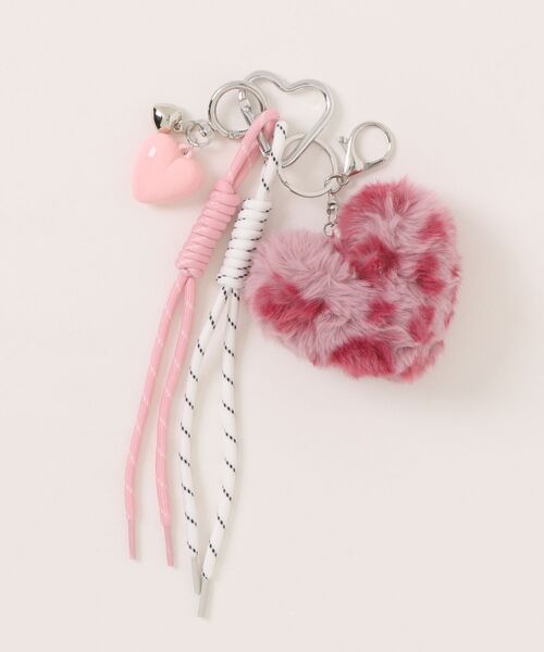 レオパード ファー ハートモチーフ コード付き マルチチャーム