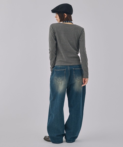 Unblend(アンブレンド)の「【Unblend】ヴィンテージライク 2タックワイドデニムパンツ(デニムパンツ・レディース・ブルー/ブラック・M/S)」の9枚目の写真