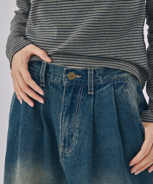 Unblend(アンブレンド)の「【Unblend】ヴィンテージライク 2タックワイドデニムパンツ(デニムパンツ・レディース・ブルー/ブラック・M/S)」の10枚目の写真