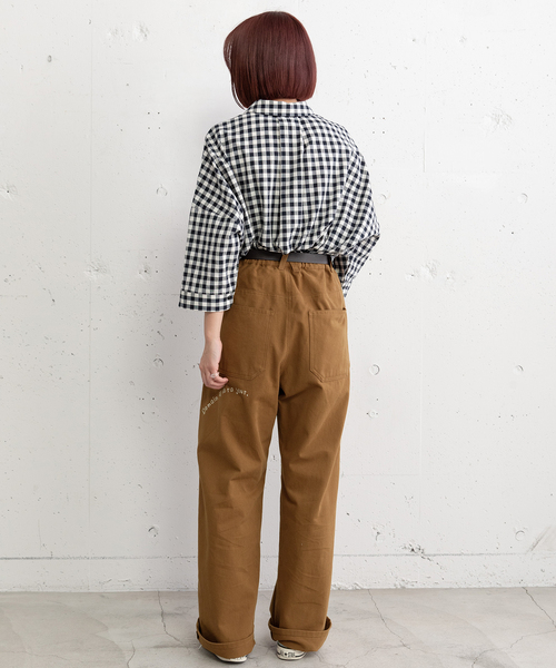 POU DOU DOU(プードゥドゥ)の「JOiEランダムロゴ刺繍パンツ(その他パンツ・レディース・キナリ/ブラウン/ネイビー・M)」の4枚目の写真