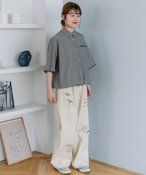 POU DOU DOU(プードゥドゥ)の「JOiEランダムロゴ刺繍パンツ(その他パンツ・レディース・キナリ/ブラウン/ネイビー・M)」の22枚目の写真