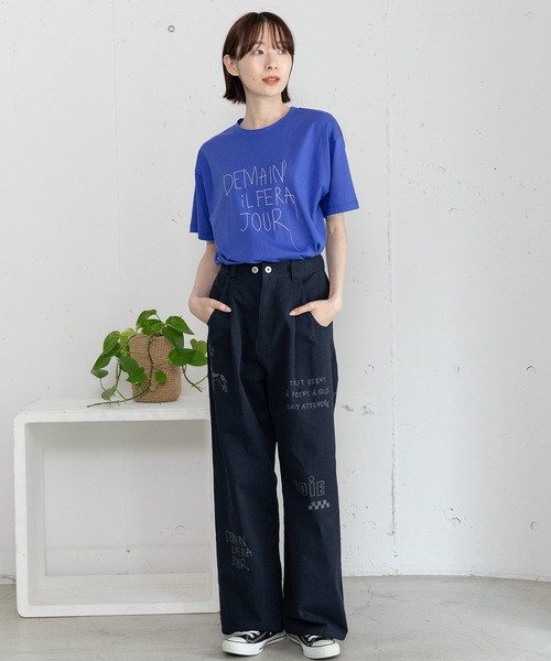 POU DOU DOU(プードゥドゥ)の「JOiEランダムロゴ刺繍パンツ(その他パンツ・レディース・キナリ/ブラウン/ネイビー・M)」の19枚目の写真