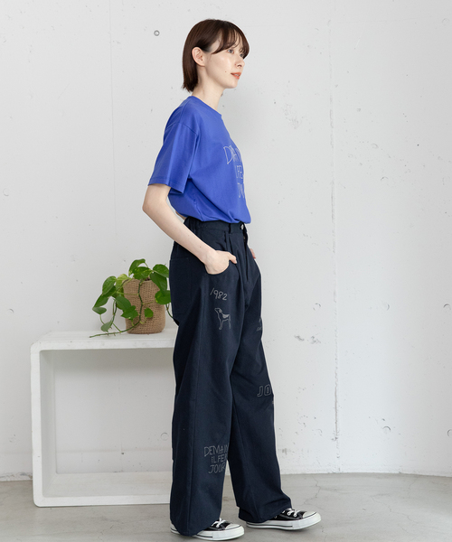 POU DOU DOU(プードゥドゥ)の「JOiEランダムロゴ刺繍パンツ(その他パンツ・レディース・キナリ/ブラウン/ネイビー・M)」の18枚目の写真