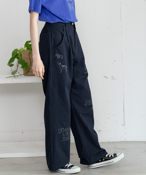POU DOU DOU(プードゥドゥ)の「JOiEランダムロゴ刺繍パンツ(その他パンツ・レディース・キナリ/ブラウン/ネイビー・M)」の15枚目の写真