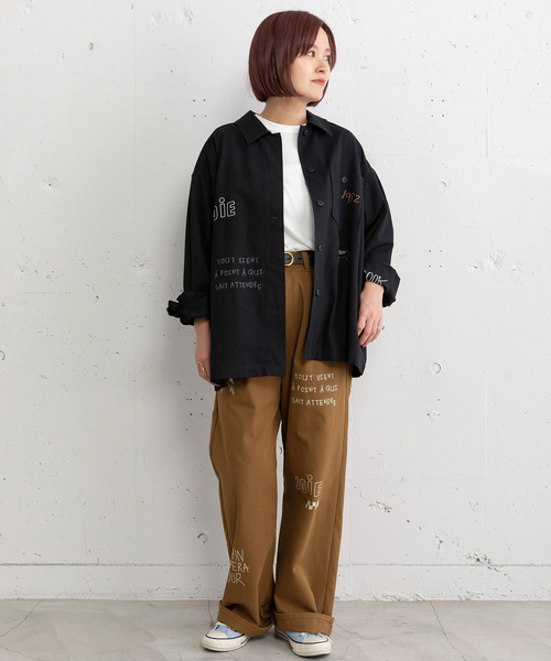 POU DOU DOU(プードゥドゥ)の「JOiEランダムロゴ刺繍パンツ(その他パンツ・レディース・キナリ/ブラウン/ネイビー・M)」の13枚目の写真