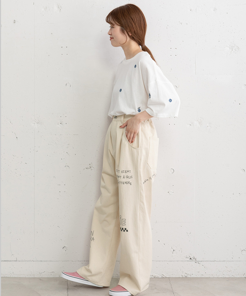 POU DOU DOU(プードゥドゥ)の「JOiEランダムロゴ刺繍パンツ(その他パンツ・レディース・キナリ/ブラウン/ネイビー・M)」の9枚目の写真