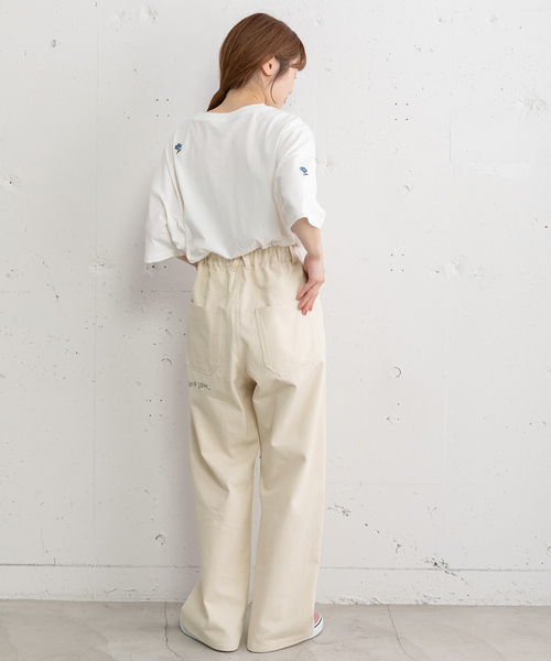 POU DOU DOU(プードゥドゥ)の「JOiEランダムロゴ刺繍パンツ(その他パンツ・レディース・キナリ/ブラウン/ネイビー・M)」の8枚目の写真