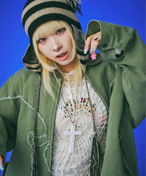 GALFY(ガルフィー)の「GALFY-百合の紋紋カバーオール(その他アウター・メンズ・ブラック/グレー/カーキ・L/XL)」の3枚目の写真