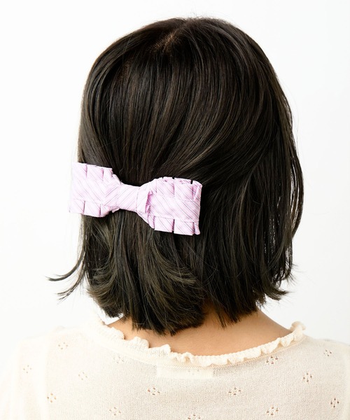 Casselini（キャセリーニ）の「Casselini(キャセリーニ)ストライプリボンバレッタ（バレッタ/ヘアクリップ・レディース・ブラック/ブルー/ピンク・FREE）」の4枚目の写真