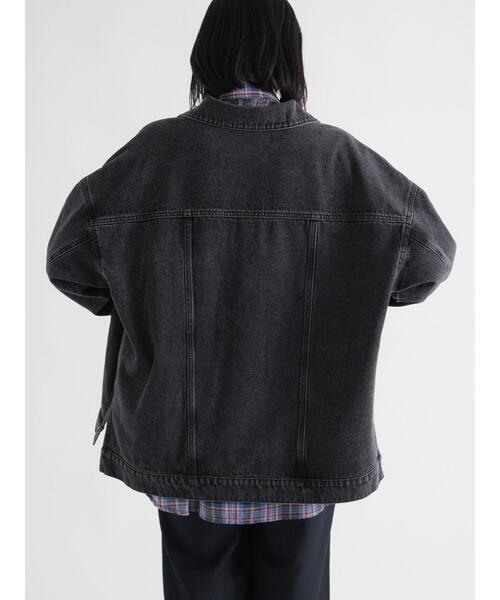 未使用❗️aa. デニム ノーカラージャケット ブラック STYLEMIXER（スタイルミキサー） デニムジャケット gジャン ノーカラー