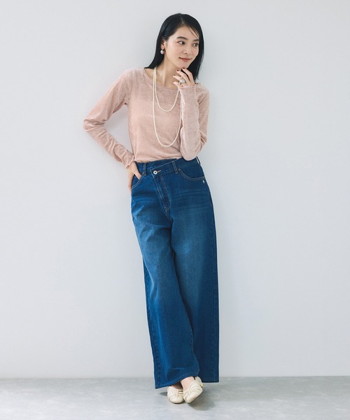 VIS(ビス)の「シアーベロアロングスリーブTシャツ(Tシャツ/カットソー・レディース・ダークブラウン/グレー/オフホワイト/ピンク・FREE)」の12枚目の写真