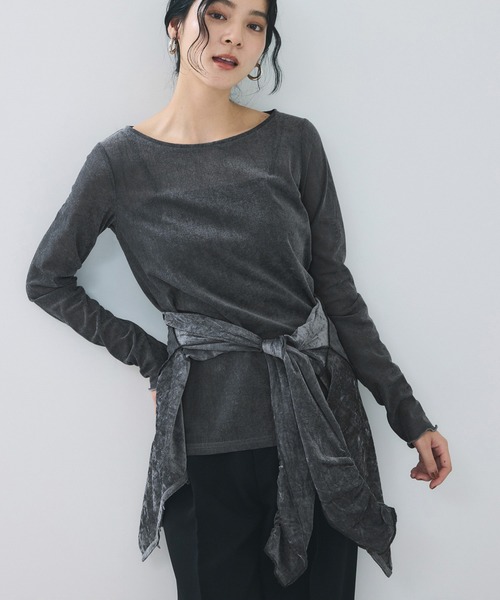 VIS(ビス)の「シアーベロアロングスリーブTシャツ(Tシャツ/カットソー・レディース・ダークブラウン/グレー/オフホワイト/ピンク・FREE)」の17枚目の写真