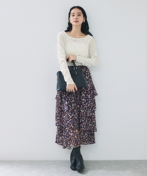 VIS(ビス)の「シアーベロアロングスリーブTシャツ(Tシャツ/カットソー・レディース・ダークブラウン/グレー/オフホワイト/ピンク・FREE)」の20枚目の写真