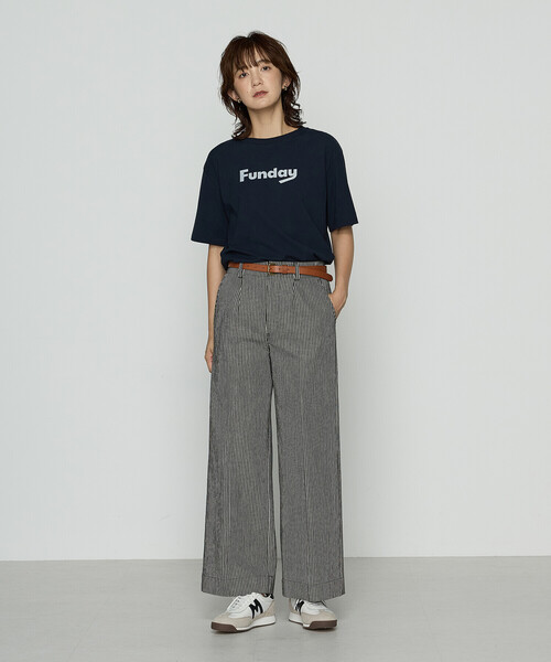 COMME CA Wardrobe（コムサワードローブ）の「ヒッコリーストライプ パンツ（その他パンツ・レディース・ブラック/キナリ・11号/9号）」の3枚目の写真