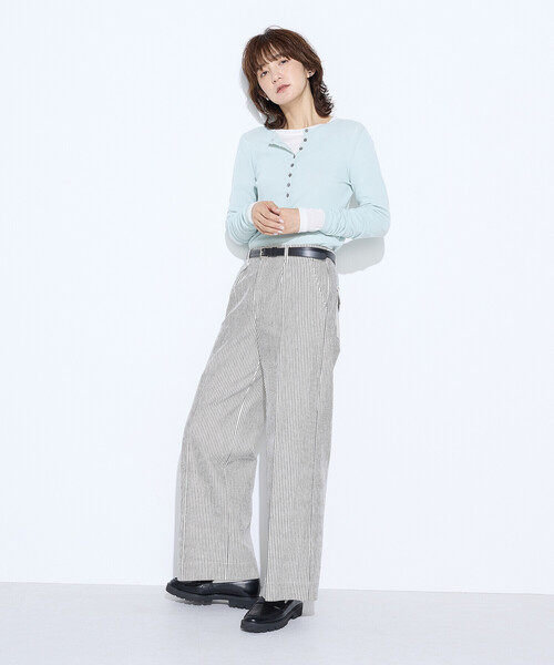 COMME CA Wardrobe（コムサワードローブ）の「ヒッコリーストライプ パンツ（その他パンツ・レディース・ブラック/キナリ・11号/9号）」の21枚目の写真