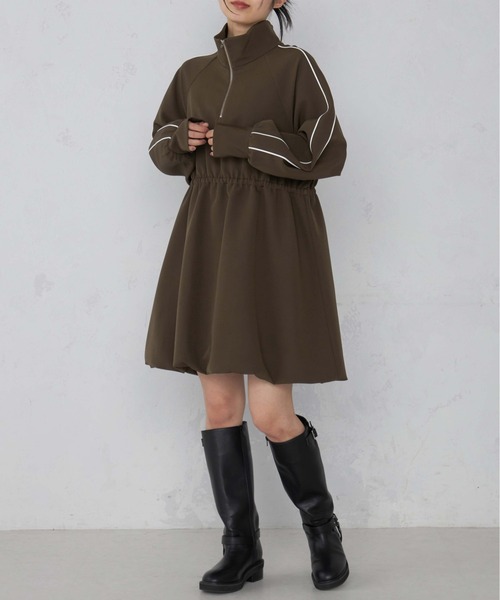 スタンドカラーバルーンワンピース（ワンピース）｜1chaku