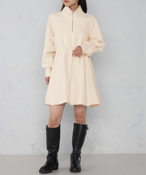 スタンドカラーバルーンワンピース（ワンピース）｜1chaku
