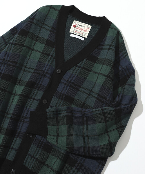 Firsthand（ファーストハンド）の「Firsthand/ファーストハンド チェック ニット カーディガン / グレンチェック / タータンチェック（カーディガン/ボレロ・メンズ・ブラック/グリーン・L/M）」の2枚目の写真