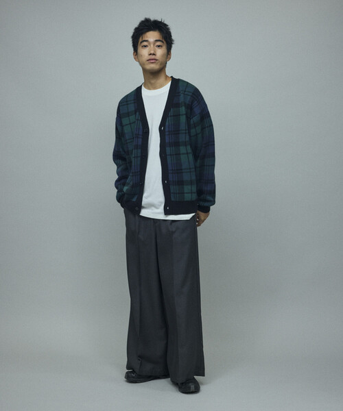 Firsthand（ファーストハンド）の「Firsthand/ファーストハンド チェック ニット カーディガン / グレンチェック / タータンチェック（カーディガン/ボレロ・メンズ・ブラック/グリーン・L/M）」の4枚目の写真