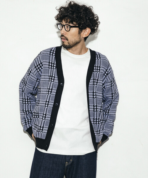 Firsthand（ファーストハンド）の「Firsthand/ファーストハンド チェック ニット カーディガン / グレンチェック / タータンチェック（カーディガン/ボレロ・メンズ・ブラック/グリーン・L/M）」の3枚目の写真