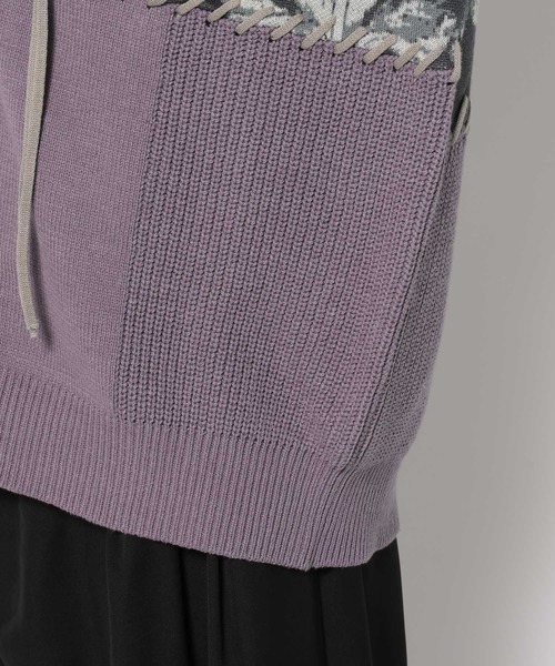 HARE（ハレ）の「パッチワークガラニットカーディガン(HARE)（カーディガン/ボレロ・メンズ・パープル/グレー/ブラック・FREE）」の22枚目の写真