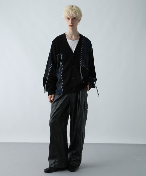 HARE（ハレ）の「パッチワークガラニットカーディガン(HARE)（カーディガン/ボレロ・メンズ・パープル/グレー/ブラック・FREE）」の8枚目の写真