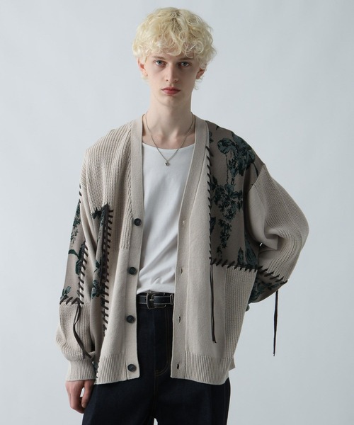 パッチワークガラニットカーディガン(HARE)（カーディガン