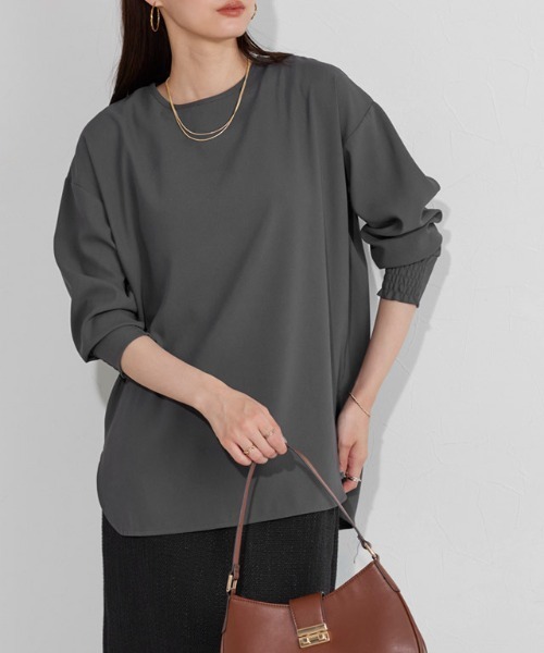 Pierrot（ピエロ）の「【イージーケア】ジョーゼットTブラウス（シャツ/ブラウス・レディース・ベージュ系その他/チャコール/ブラック/オフホワイト・PM/PS/L/M）」の3枚目の写真