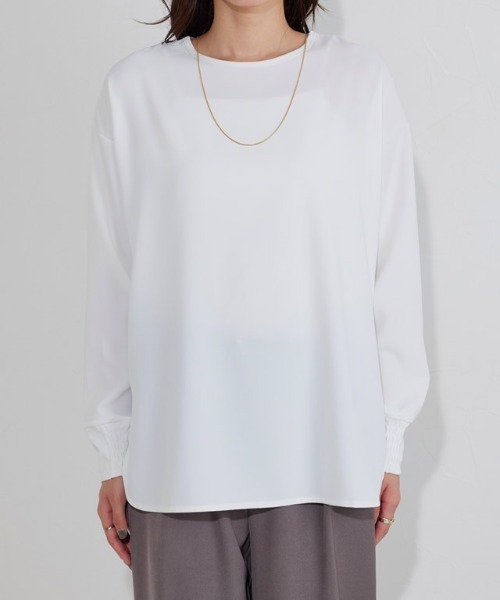 Pierrot（ピエロ）の「【イージーケア】ジョーゼットTブラウス（シャツ/ブラウス・レディース・ベージュ系その他/チャコール/ブラック/オフホワイト・PM/PS/L/M）」の9枚目の写真