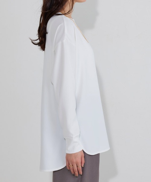 Pierrot（ピエロ）の「【イージーケア】ジョーゼットTブラウス（シャツ/ブラウス・レディース・ベージュ系その他/チャコール/ブラック/オフホワイト・PM/PS/L/M）」の10枚目の写真